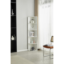 Etagere d'angle blanche, colonne de rangement