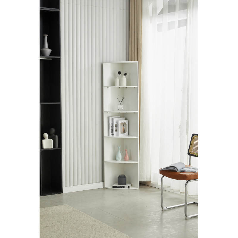 Etagere d'angle blanche, colonne de rangement