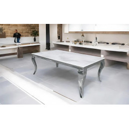 Table basse baroque 120 cm effet marbre noir, blanc ou gris