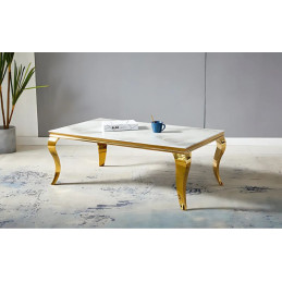 Table basse baroque 120 cm pieds dorés - Élégance et raffinement