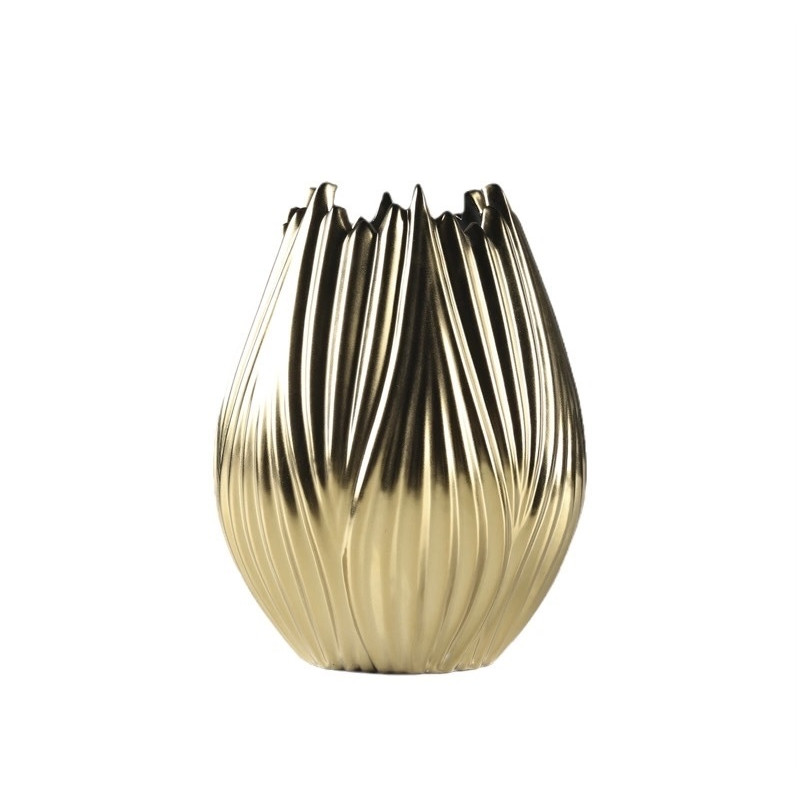 Grand vase ceramique doree 28 cm decoration