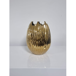 Grand vase ceramique doree 28 cm decoration