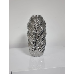 Grand vase ceramique elance argent ou dore, 30 cm
