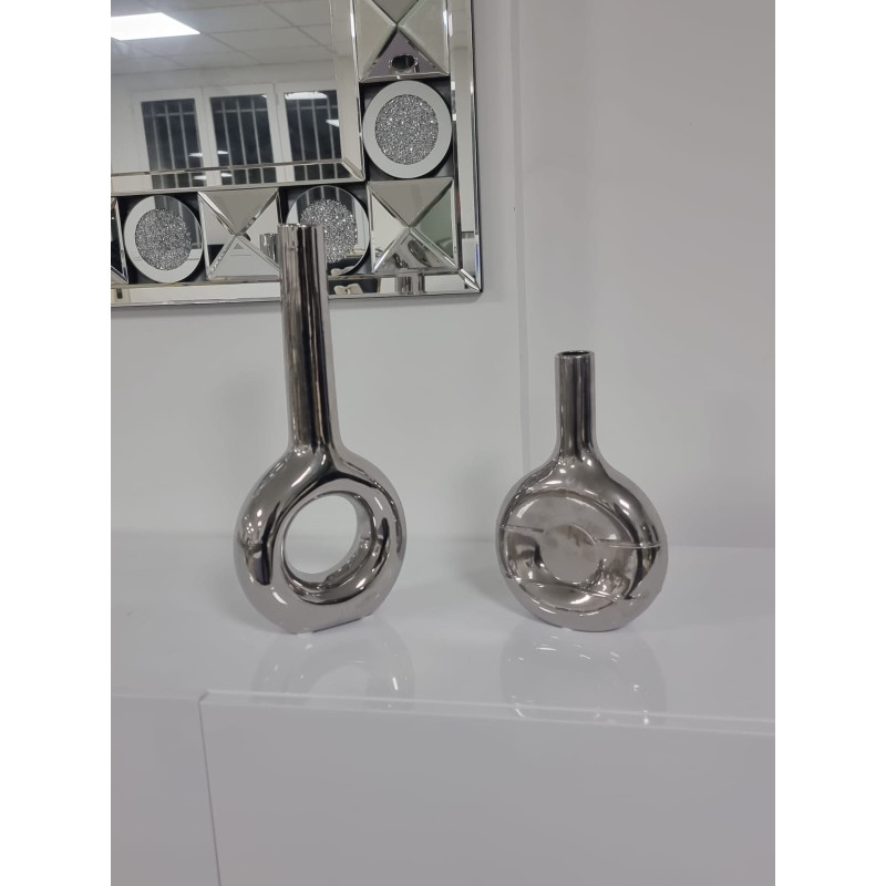 Grand vase fin ceramique or ou argent 38 cm