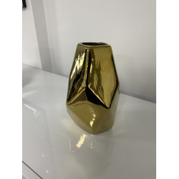 Petit vase ceramique metallisee argent ou dore