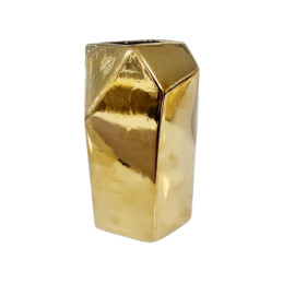 Vase ceramique large galbe arrondi dore ou argent