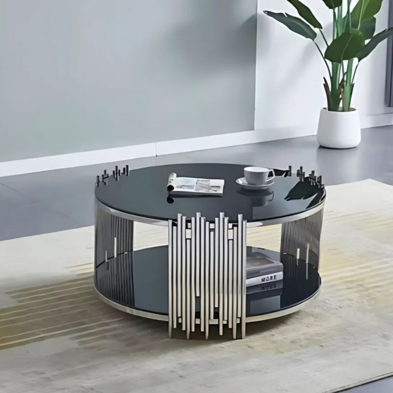 Table basse ronde 90 cm céramique noir Table basse ronde 90 cm céramique noir