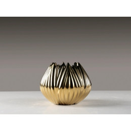 Vase boule ceramique argent ou dore, format large