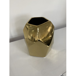 Vase deco ceramique brillante argent ou dore