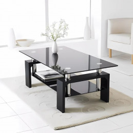 Table basse 110 cm rectangulaire verre noir