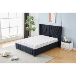 Lit double Maria velours 160x200, tete capitonnee