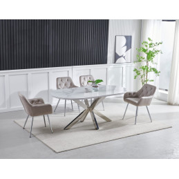 Table a manger Ophelia ceramique pied chrome 150 cm