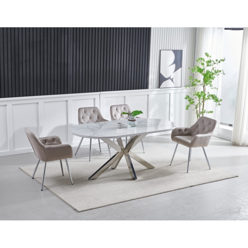 Table a manger Ophelia, plateau ceramique pied