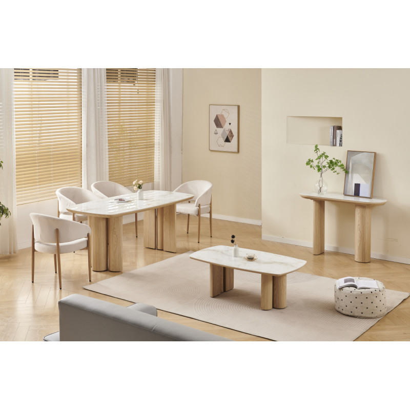 Table basse Trinity, plateau céramique effet pierre
