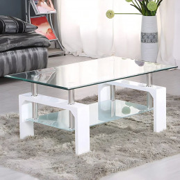 Table basse 110 cm verre transparent