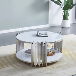 Table basse ronde 90 cm blanche