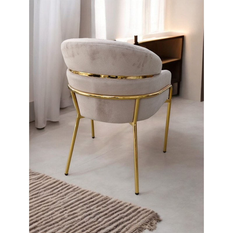 Chaise de table Emily en velours, piétement inox