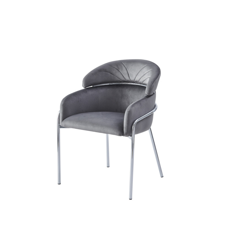 Chaise de table Emily en velours, piétement inox