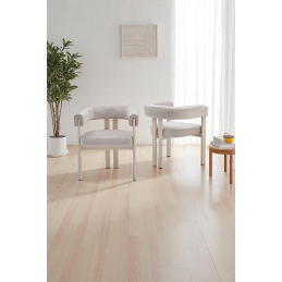 Chaise Liora velours, pied effet travertin