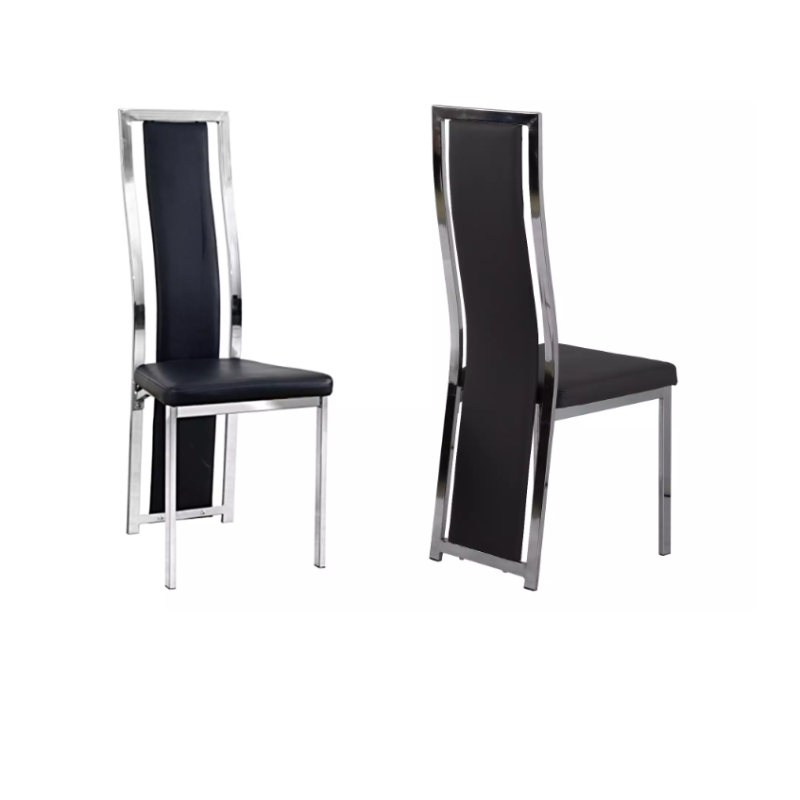 Chaise de salle a manger similicuir, pietement inox