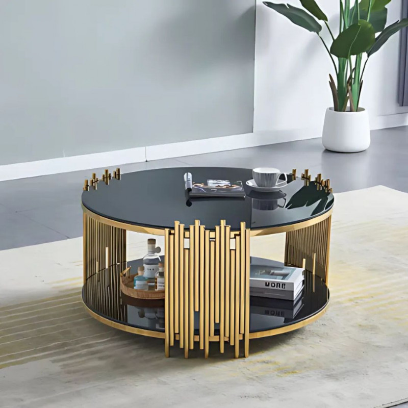 Table basse ronde 90 cm céramique noir Table basse ronde 90 cm céramique noir