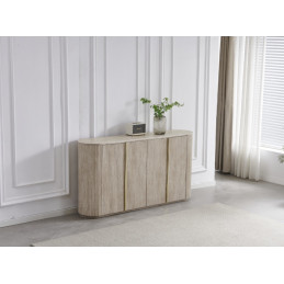 Buffet effet travertin 4 portes – Design moderne et naturel