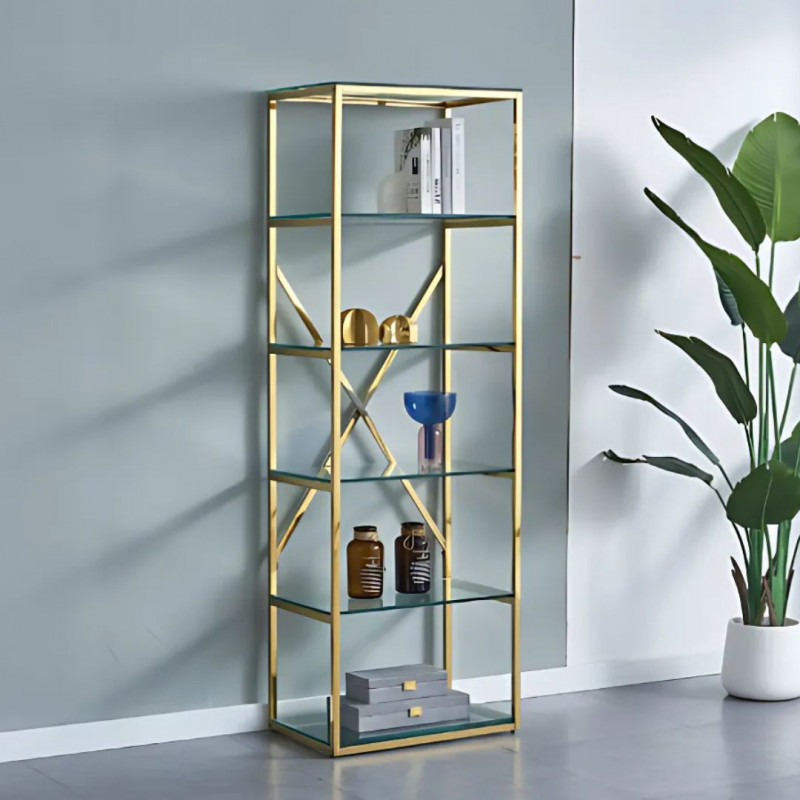 Bibliothèque design 60cm - Doré ou Argenté Bibliothèque design 60cm - Doré ou Argenté