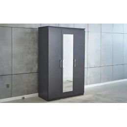 Armoire  3 portes marbre gris uni avec miroir