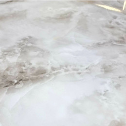 Table basse gigogne verre trempé effet marbre pieds dorés