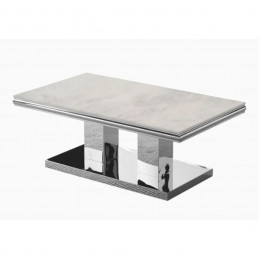 Table basse marbre 120 cm pieds chromés - Luxe et élégance