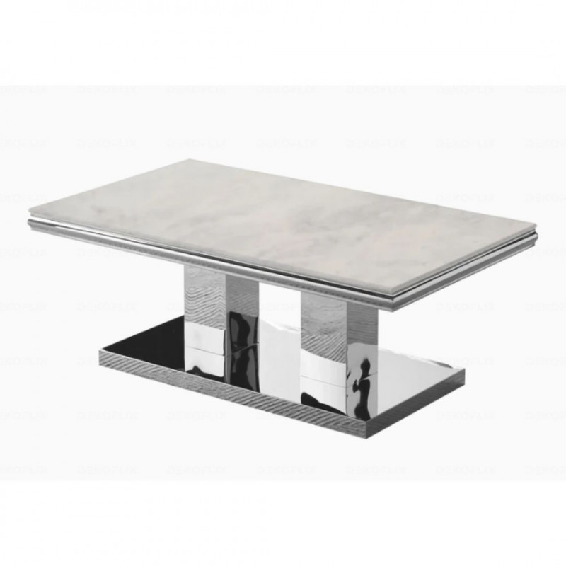 Table basse marbre 120 cm pieds chromés - Luxe et élégance Table basse marbre 120 cm pieds chromés - Luxe et élégance