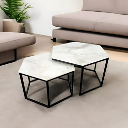 Tables gigognes hexagonales pieds noirs