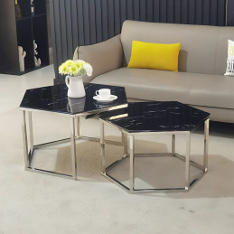 Tables gigognes hexagonales pieds chromés