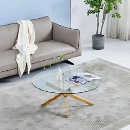 Table basse ronde en verre | Pieds Doré/Argenté