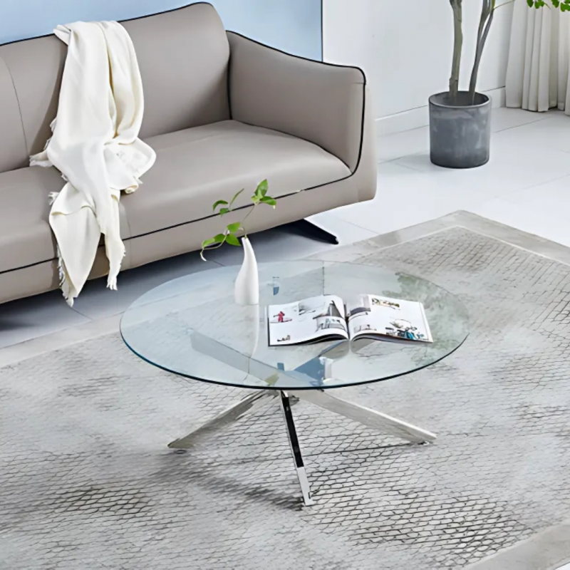 Table basse ronde en verre | Pieds Doré/Argenté Table basse ronde en verre | Pieds Doré/Argenté