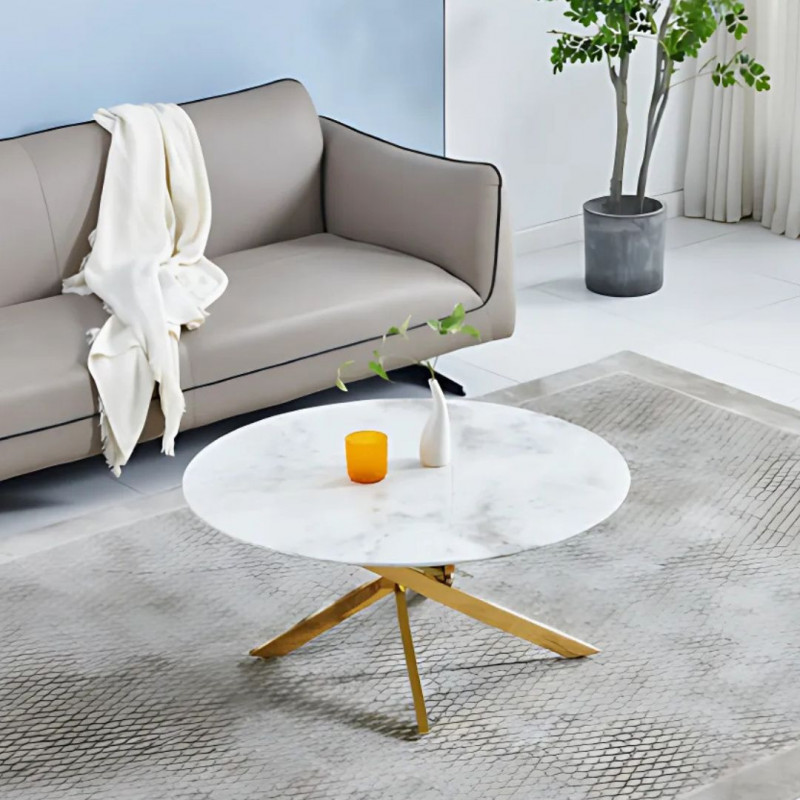 Table basse en verre aux pieds dorés – effet marbre blanc, beige et noir Table basse en verre aux pieds dorés – effet marbre blanc, beige et noir