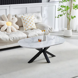 Table basse ovale avec pieds noirs