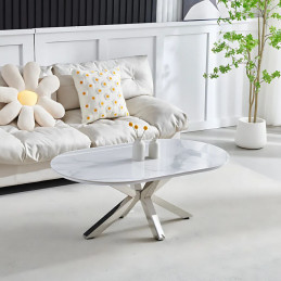 Table basse ovale avec pieds chromés