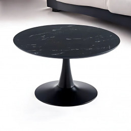 Table basse ronde pied central noir