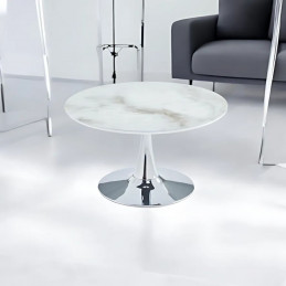 Table basse ronde pied central chromé
