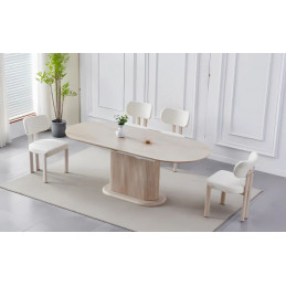 Table à manger extensible travertin 160-200 cm – Pied colonne antique