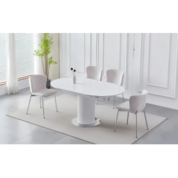 Table à manger blanche avec rallonge 125-165 cm Blanche