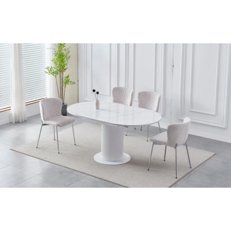 Table à manger blanche avec rallonge 125-165 cm Blanche Table à manger blanche avec rallonge 125-165 cm Blanche