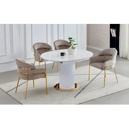 Table à manger blanche avec rallonge 125-165 cm Blanche