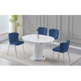 Table à manger blanche avec rallonge 125-165 cm Blanche
