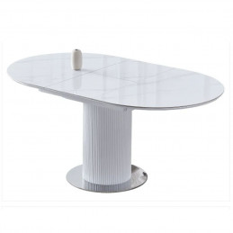 Table à manger blanche avec rallonge 125-165 cm Blanche