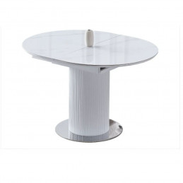 Table à manger blanche avec rallonge 125-165 cm Blanche