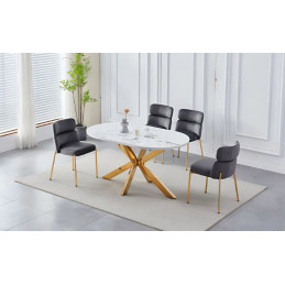 Table à manger 150 cm marbre – Pieds dorés