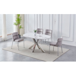 Table à manger 180 cm effet marbre – Pieds chromés