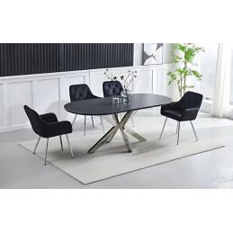 Table à manger 180 cm effet marbre – Pieds chromés